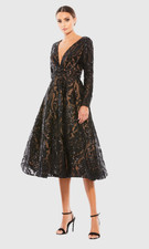 NWT! MAC DUGGAL 67529 SEQUIN EMBELLISHED A-LINE BLACK/NUDE DRESS sz 14