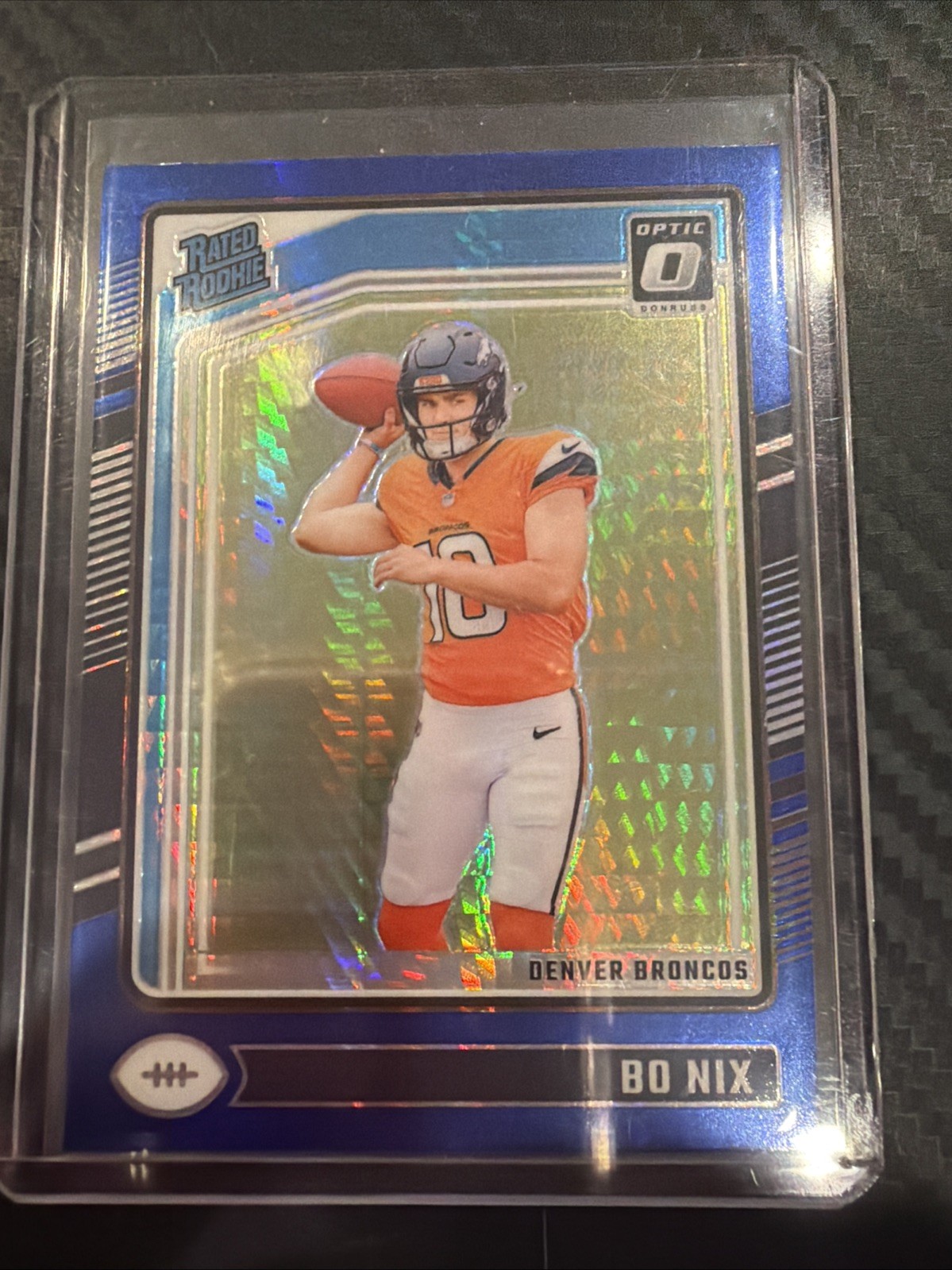 2024 Panini Donruss Optic - Rated Rookie Bo Nix #209 Blue Hyper Prizm (RC)
