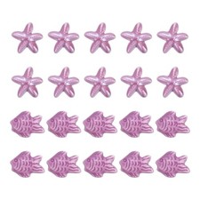 20 Pcs Fish Starfish Porcelain Beads, 8 mm Ceramic Handmade Beads, Purple