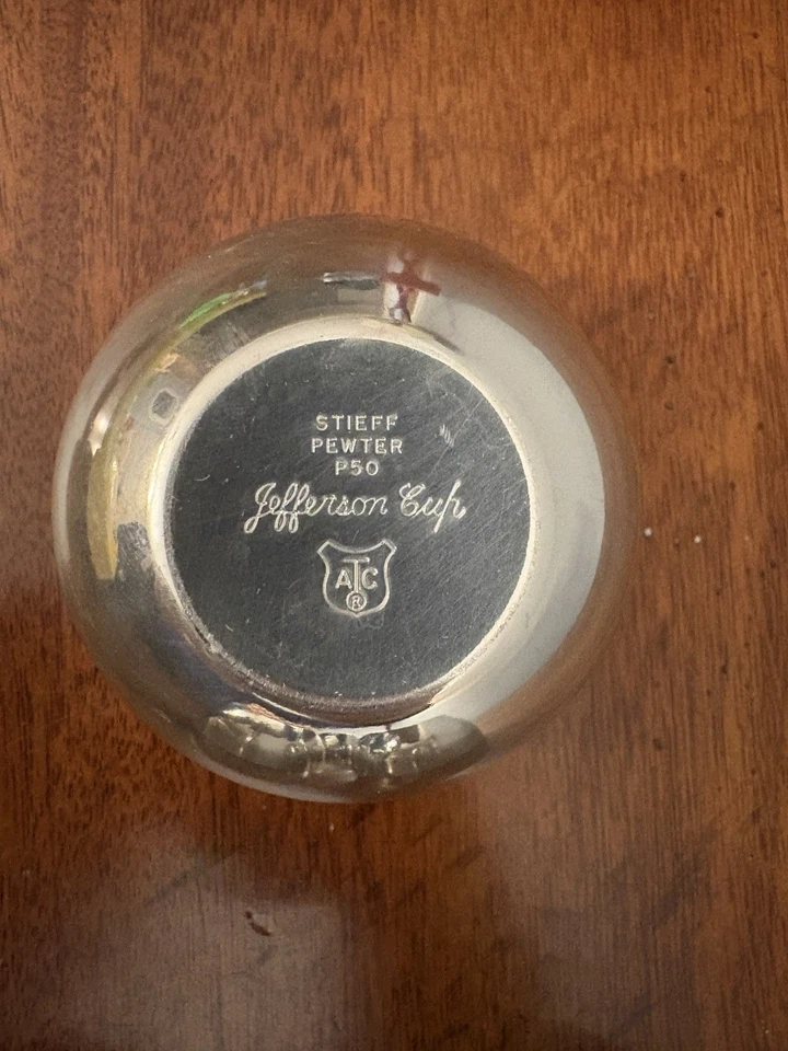 JUEGO DE 6 TAZAS DE PELTRE VINTAGE KIRK STIEFF P50 MONTICELLO THOMAS JEFFERSON Foto 4 de 4