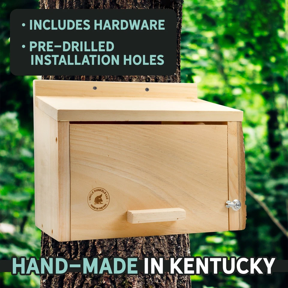 Caja de anidación de ardillas, refugio exterior invierno madera artesanal Foto 2 de 4