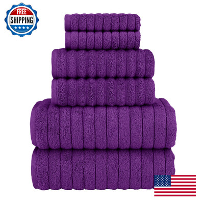 Elegant Comfort 100 Turkish Cotton Corduroy Ribbed Luxury Bath Towels 6-Piece
