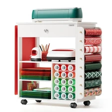 𝐂𝐫𝐚𝐟𝐢𝐭 Craft Cart Organizer Table Compatible with Cricut Rolling Organi...