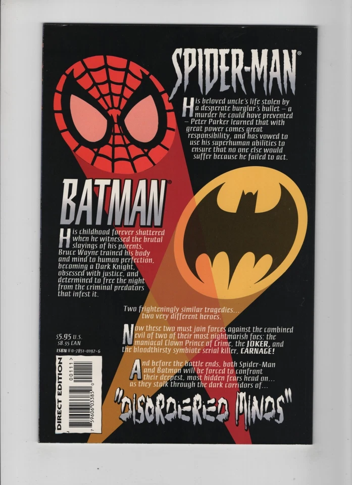 Spider-Man/Batman #1 Joker Carnage 1995 DC & Marvel Comics Vs Crossover OOP TPB - Image 2 of 2