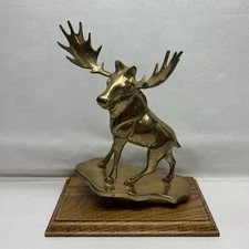 OVI Brass Bull Moose Figurine Statue Sculpture 10.5” Tall x 9” long Heavy