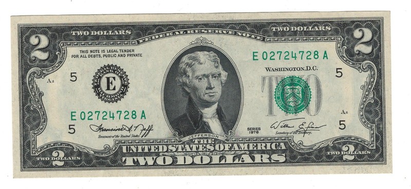1976 TWO DOLLAR BILL UNCIRCULATED RICHMOND, VIRGINIA #02724728-A SHIPPING 1.29