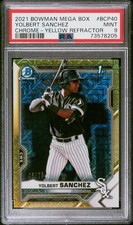 2021 BOWMAN MEGA BOX CHROME YELLOW REFRACTOR #BCP40 YOLBERT SANCHEZ 46/75 PSA 9