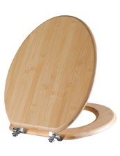 Elongated Bamboo Toilet Seat with Zinc Alloy Hinges, Easy to Install also Eas...