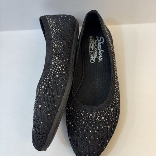 Skechers Shoes Womens 8 Cleo 2 Glitzy Daze Slip On Ballet Flats 158765 Black - Picture 4 of 7