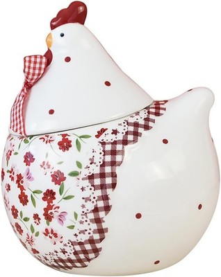Rural Chicken & Flower Pattern Ceramic Easter Sugar Canister Rooster Hen Cookie