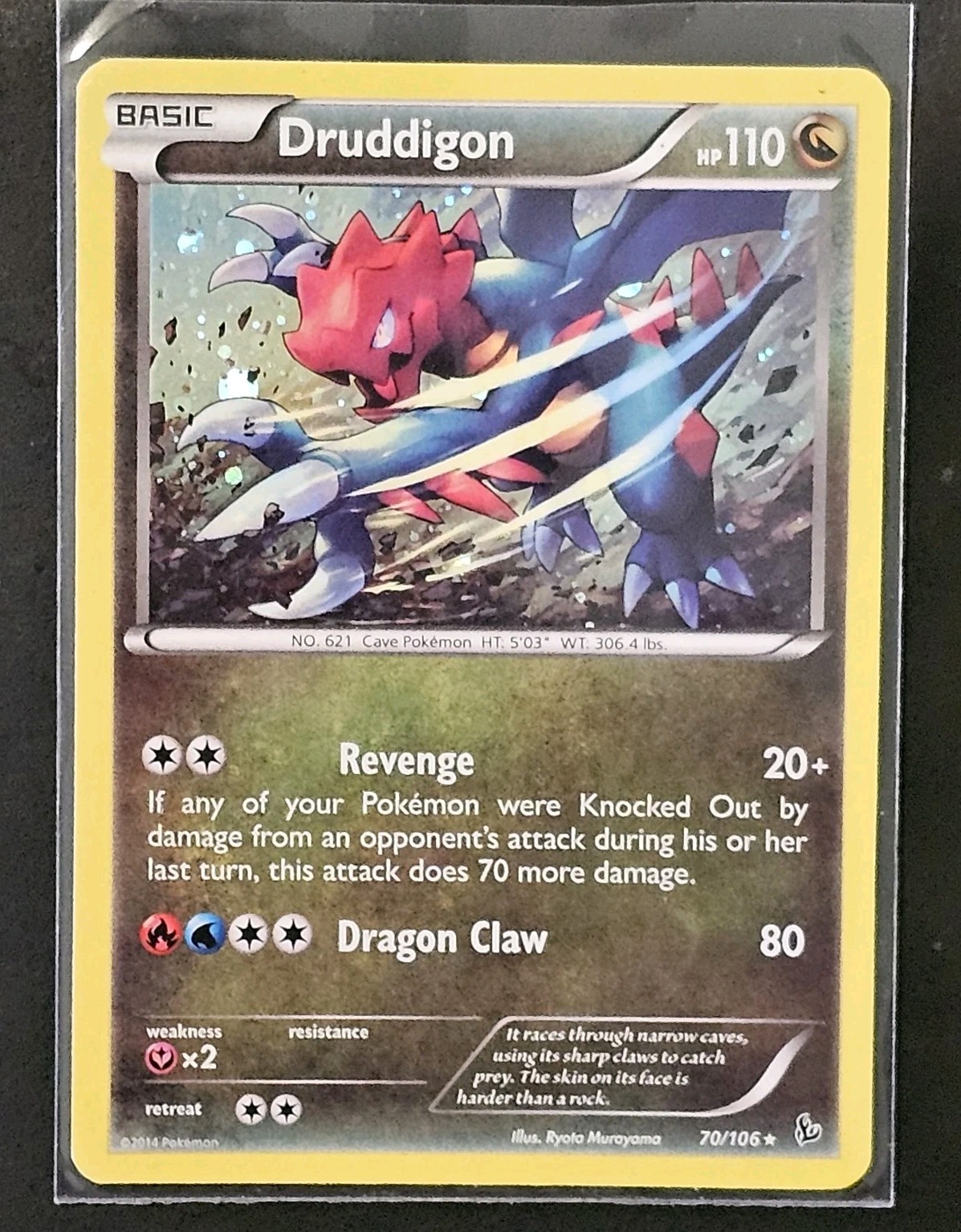 Druddigon 70/106 Cosmos Holo Blister Exclusive Promo Pokemon XY Flashfire NM