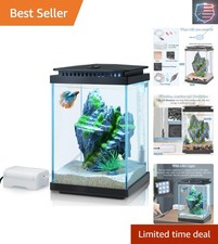Small Glass Aquarium, 1 Gallon Desktop Fish Tank, Betta Fish Tank, Mini Aquar...