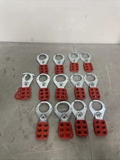 Qty 13 Safety Jaw Steel Lockout Hasps 24.3mm Red Silver