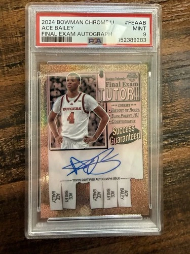 Ace Bailey 2024 Bowman Chrome U #FEA-AB Final Exam Autograph RC PSA 9 MINT