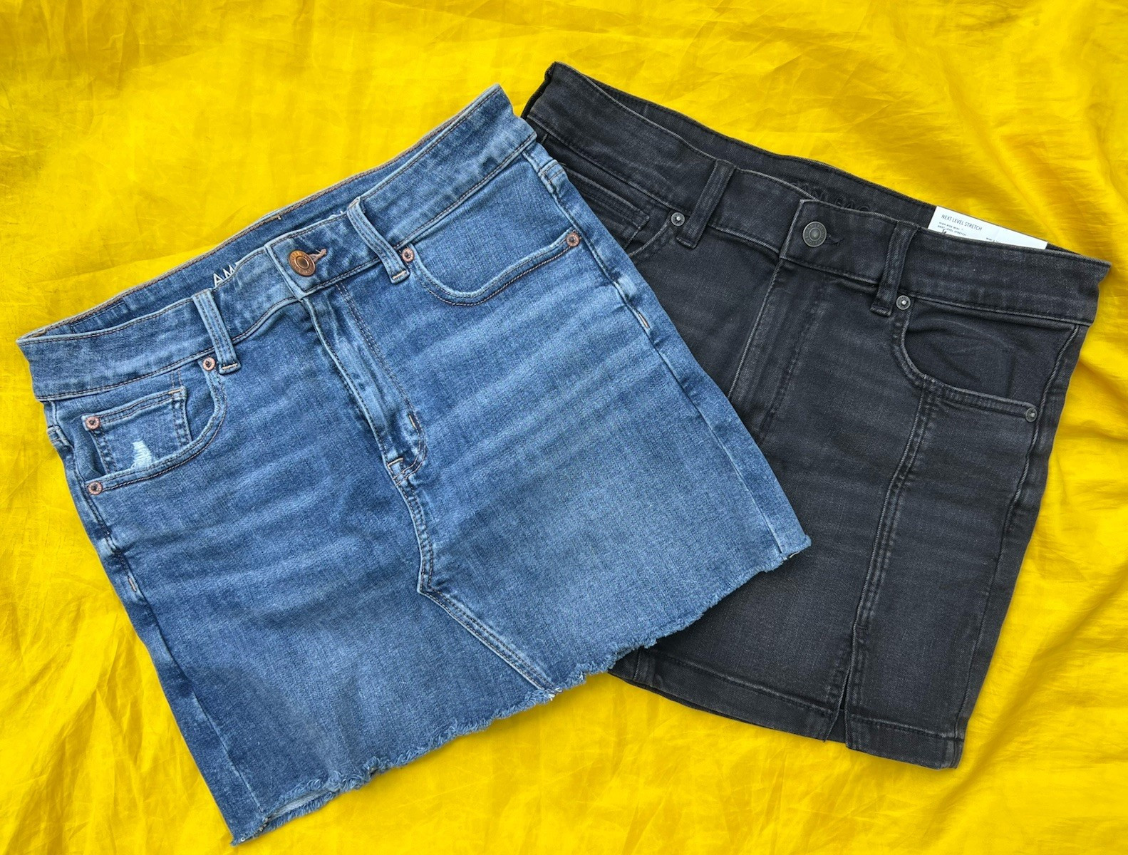 American Eagle Denim Mini Skirts Blue/Black Size 8 and 10 LOT