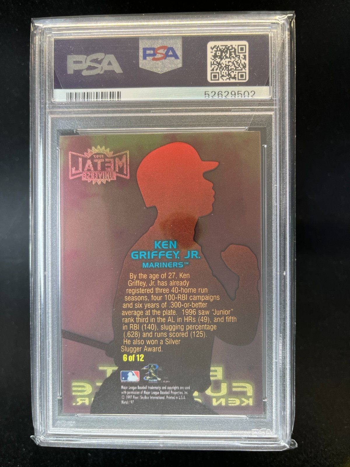 1997 Skybox Metal Universe Ken Griffey Jr. Blast Furnace PSA 10 Mariners #6 view 2