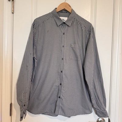 Lacoste Shirt Mens L 42 Black White Gingham Long Sleeve Button Up Modern Fit