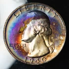 1940-S RAINBOW TONED Washington Quarter - Gem BU - 90% Silver - Better Date  #24