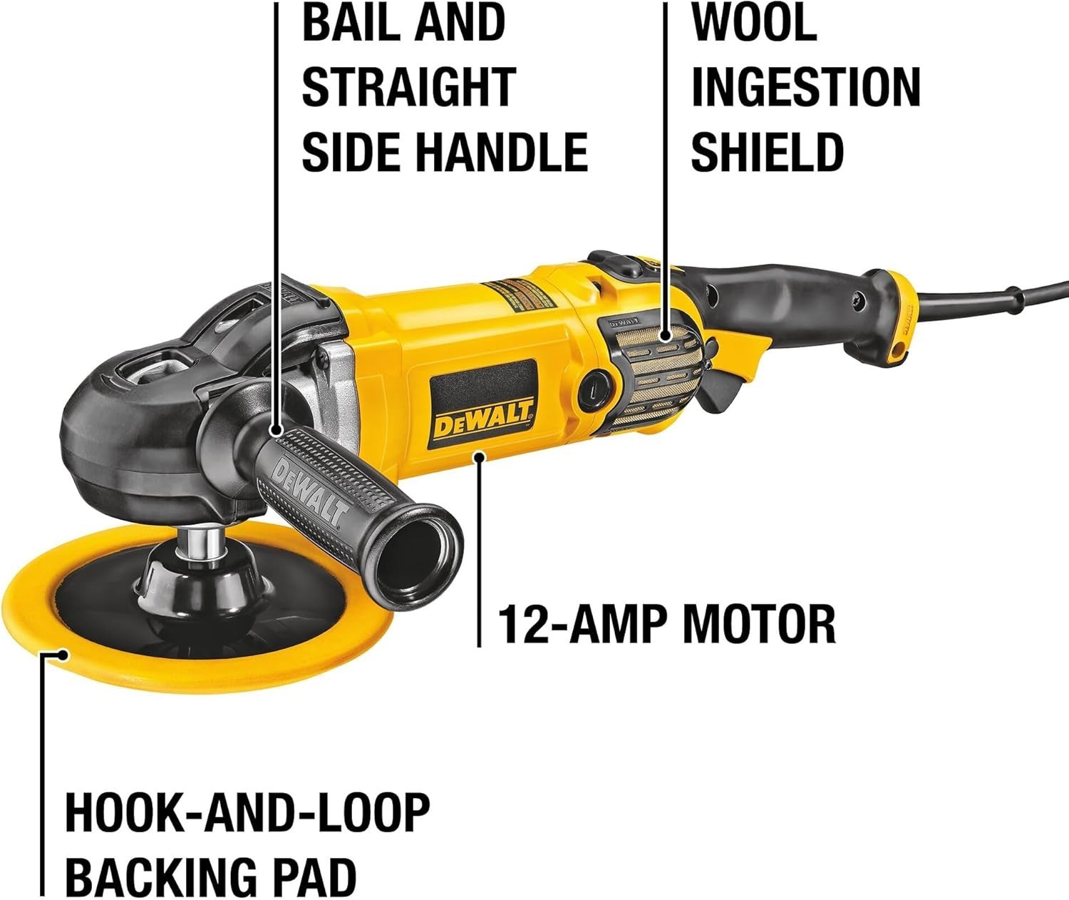 DEWALT Buffer Polisher, 7-in-9-in, 12 amp, Variable Speed Dial 0-3,500 RPM’s
