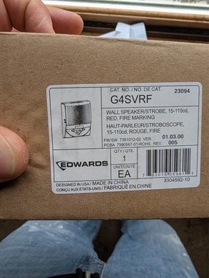 Edwards G4SVRF Wall Speaker/Strobe 15-110cd Red Fire Marking