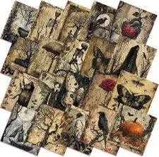 HunnmingRe 20 Pcs 10''x10'' Halloween Quilting Fabric Mainly Dark Color