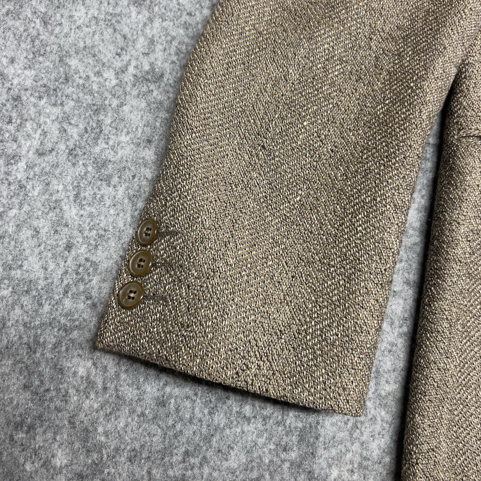 Yves Saint Laurent Cappotto Sportivo Uomo 40 Marrone Spina di Pesce Lana Blazer Made France