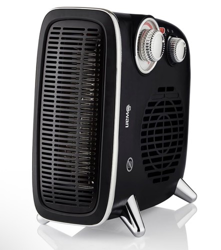 Swan Vertical/ Horizontal Fan Heater, 2Heat Setting with Thermostat, 1800W, BLk