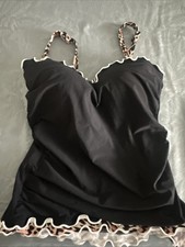 Gottex Profile Women’s Size 34D So Chic Black Cheetah Ruffled Tankini NWT!