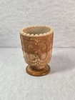 Fenton Glass Toothpick Holder Chocolate Slag Wild Strawberry Pattern Vintage 3"