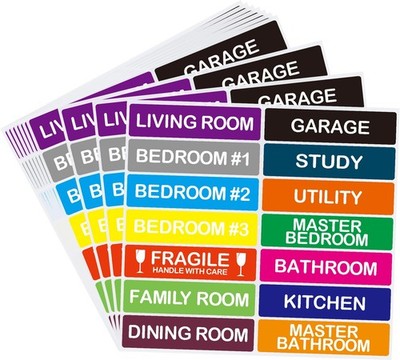 Hylabelest 140 Pcs Home Moving Color Coding Labels, 10 Sheets, Style 1 