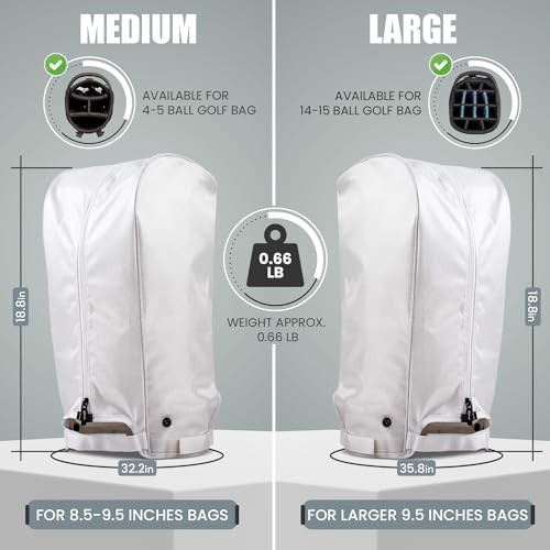 Golf Bag Rain Hood with Snap Button - Eco-Friendly, Universal Medium White - Picture 3 of 8