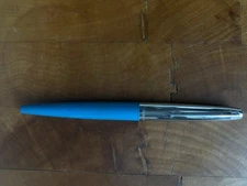 Vintage Parker Eversharp Big E Silver Cap Teal Blue Cartridge Fountain Pen