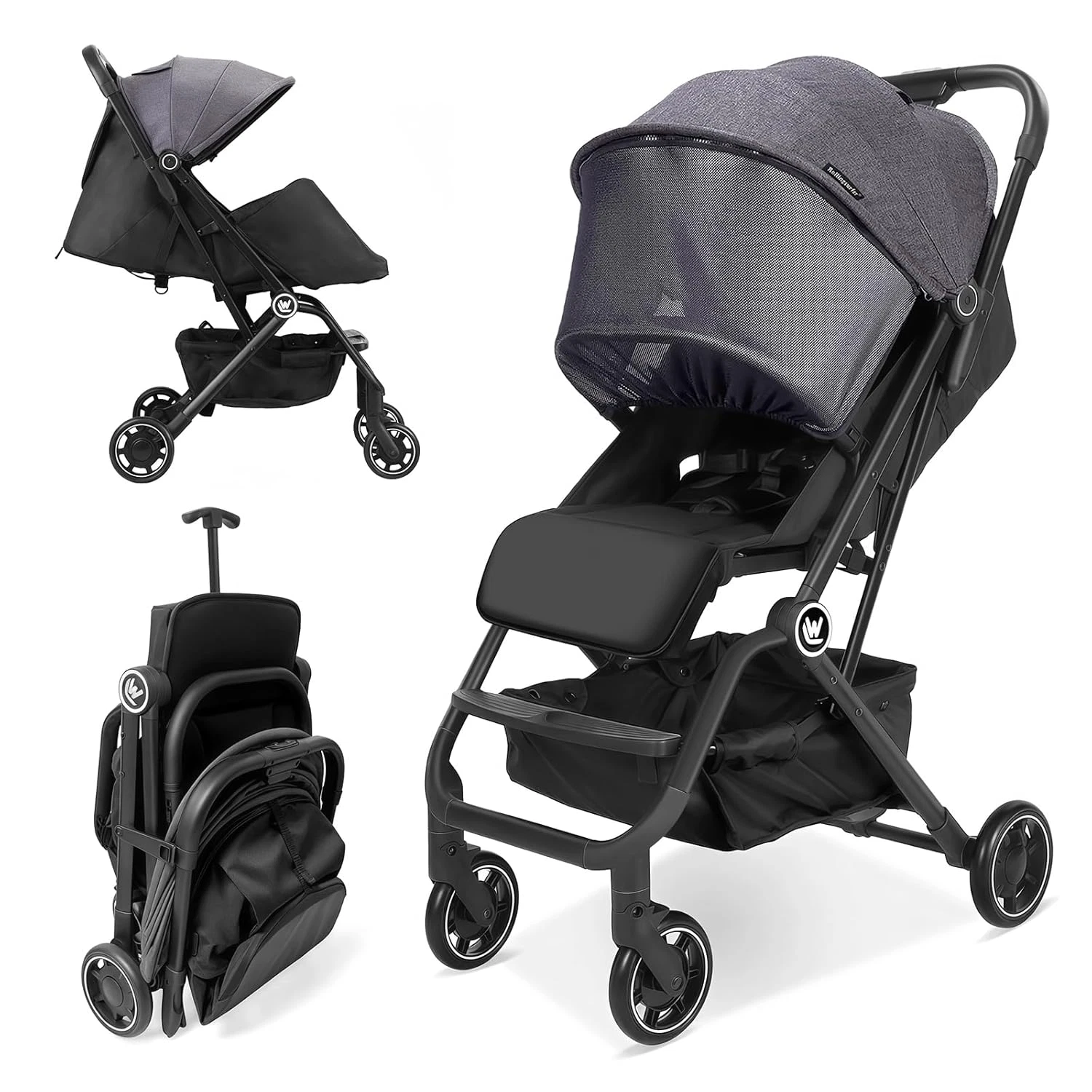 Compact Lightweight Baby Stroller with One-Hand Fold & Adjustable Seat