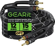 Gearit 12AWG Speaker Cable Wire with Gold-Plated Banana Tip Plugs (15 Feet) In-W