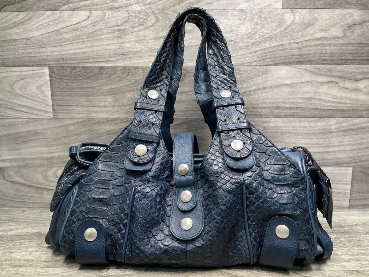 Chloé Python Leather Paddington Satchel Blue Silv… - image 1