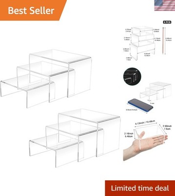 Elegant Laser-Cut Acrylic Display Risers 3'', 4'', 5'' for Stylish Presentations