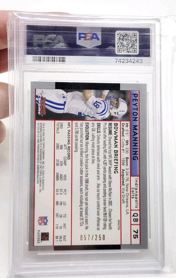 2004 Bowman Chrome XFRACTOR 75 Peyton Manning PSA 8 - Image 4 of 4