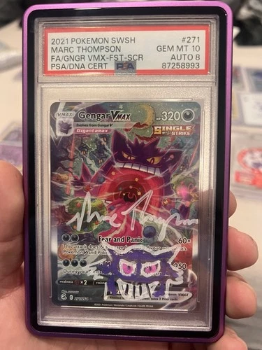 PSA 10 Gengar VMAX Fusion Strike AUTO 8 Marc Thompson Only 10 Exist Worldwide!🔥