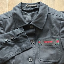 Gucci Web Stripe Blazer Jacket Womens IT 40 Black Cotton Italy Belt Leather