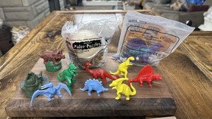 Dinosaur novelty items--Vintage Ajax dinosaurs with Fast Food premium items