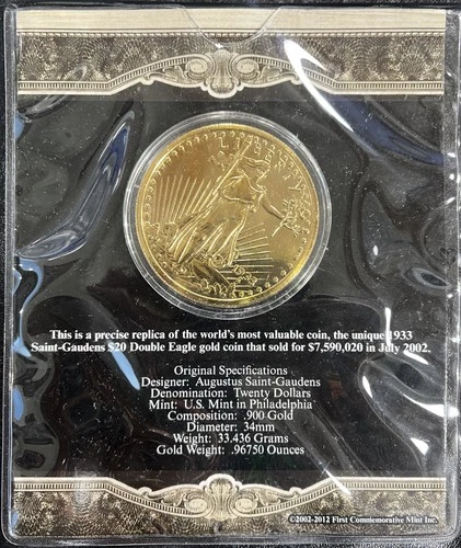 1933 St Gaudens $20 Gold Double Eagle Tribute COPIES / Coin Tokens in Case