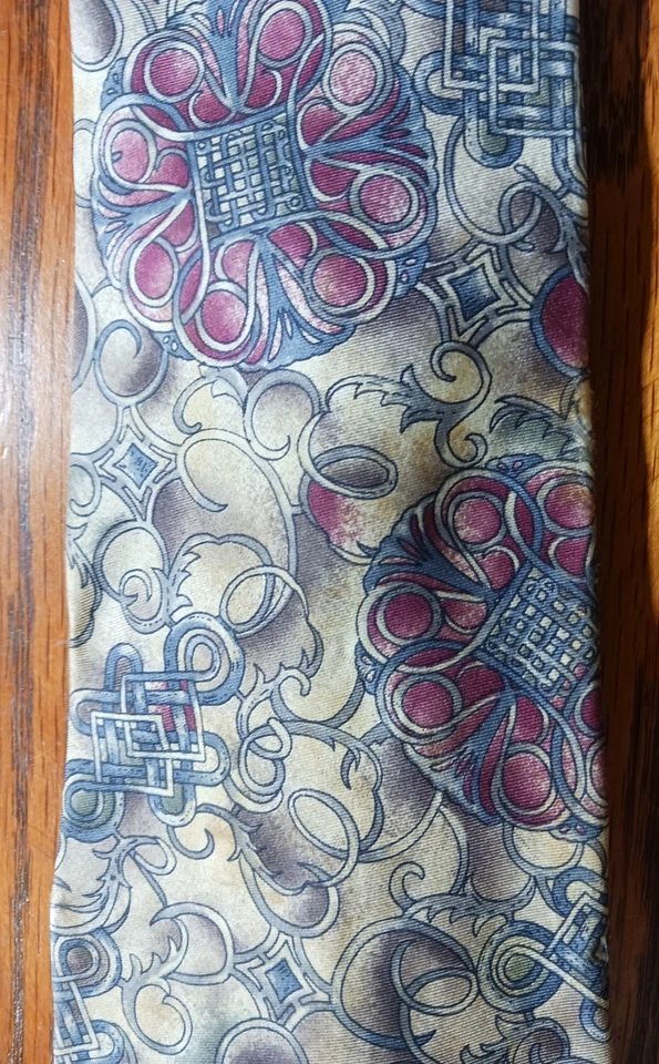 Mens Tie Henry Grethel, Tan, Maroon, Green, Black, Grey--Italian Silk, Nice! USA - Image 4 of 4