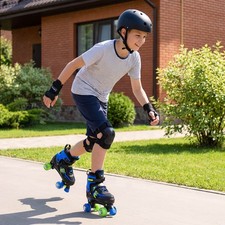 Kids Roller Skates w/Light-up Wheels, Safety Protection for Beginners Ages 9-14