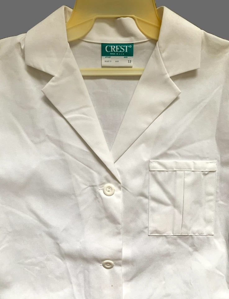 Vtg 80s Lab Doctor Nurse Coat Jacket Hospital Uniform Cosplay Deadstock NOS Sz12 - Image 2 of 4