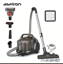 ASPIRON Upgraded Canister Vacuum Cleaner, 1200W Bagless Vacuum Cleaner, 3.7Qt La