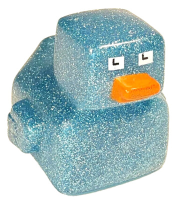 FREE SHIP - BLUE GLITTER PIXELATED CUBE CRUISING RUBBER DUCK 2'' CRUISE DUCKIE