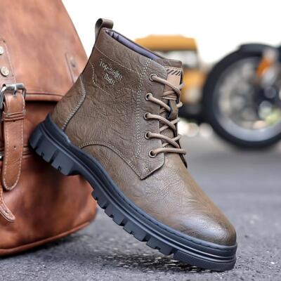 Men's Elegant Outdoor Autumn Winter Lace Up Business Oxfords Shoes Ankle Boots