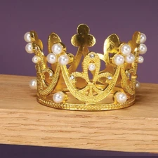 Small 2-1/8" METAL Royal Pearl CROWN Cake Topper, Table Decor #9649 Choose Color