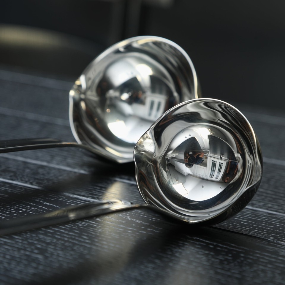 Premium 18/10 Stainless Steel Soup Ladle with Pouring Rim Durable, 2