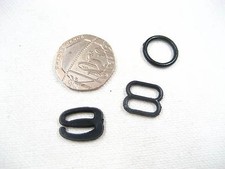 10sets black 10mm Bra Strap adjustment slider O ring hook bra lingerie Supplies